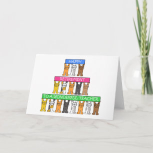 Carte Joyeuse retraite professeur dessin animé chats