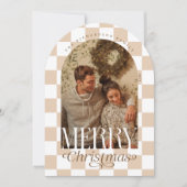 Carte Joyeuse Retro Checkerboard Arche photo Holid (Devant)