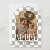 Carte Joyeuse Retro Checkerboard Arche photo Holid (Devant)