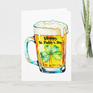 Carte Joyeuse Saint-Patrick Bière Mug Trèfle Fierté Irla