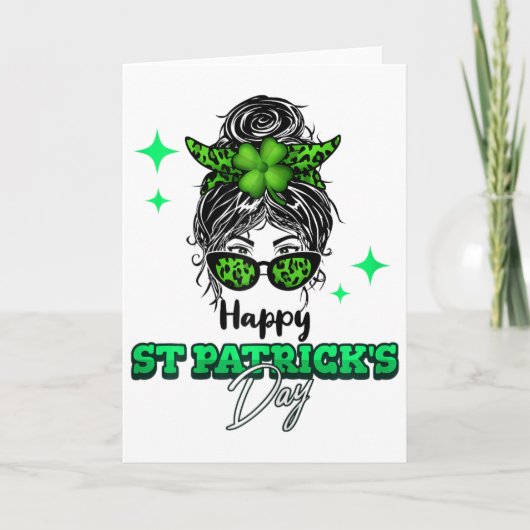 Carte Joyeuse Saint-Patrick Coiffure Désordonnée Filles (Devant)