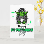 Carte Joyeuse Saint-Patrick Coiffure Désordonnée Filles (Fleur jaune)