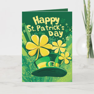Carte Joyeuse Saint-Patrick et chapeau de lutin