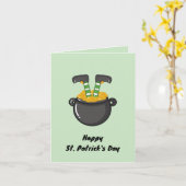 Carte Joyeuse Saint-Patrick Gnome Vert Or (Fleur jaune)