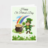 Carte Joyeuse Saint-Patrick Leprechaun Arc-en-Ciel Perso (Devant)