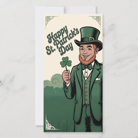 Carte Joyeuse Saint-Patrick Leprechaun Vintage (Devant)
