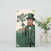 Carte Joyeuse Saint-Patrick Leprechaun Vintage (Debout devant)