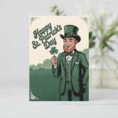 Carte Joyeuse Saint-Patrick Leprechaun Vintage (Debout devant)