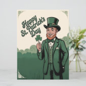 Carte Joyeuse Saint-Patrick Leprechaun Vintage (Debout devant)