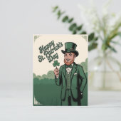 Carte Joyeuse Saint-Patrick Leprechaun Vintage (Debout devant)