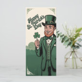 Carte Joyeuse Saint-Patrick Leprechaun Vintage (Debout devant)