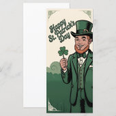 Carte Joyeuse Saint-Patrick Leprechaun Vintage (Devant / Derrière)