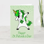 Carte Joyeuse Saint-Patrick Licorne Dab verte (Devant)