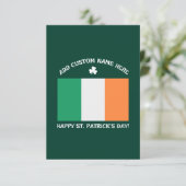 Carte Joyeuse Saint-Patrick Nom personnalisé Trèfle (Debout devant)