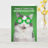 Carte Joyeuse Saint-Patrick Petite-fille Humour Chat (Fleur jaune)