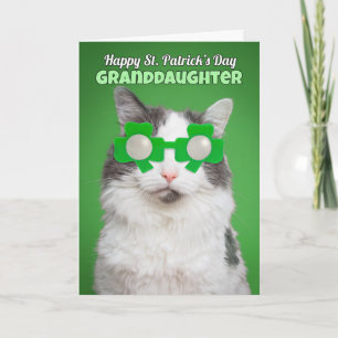 Carte Joyeuse Saint-Patrick Petite-Fille Humour de Chat