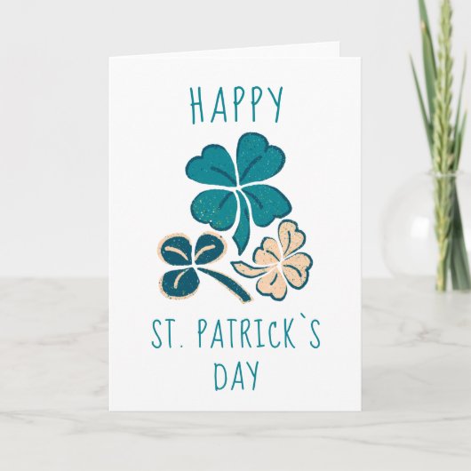 Carte Joyeuse Saint Patrick`s day Clover Shamrock Dessin (Devant)