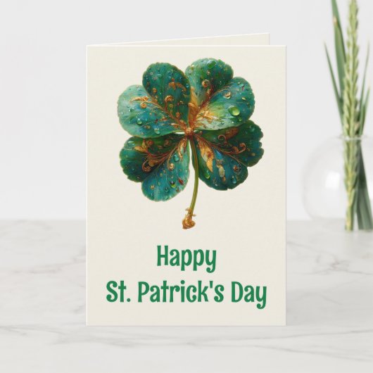 Carte Joyeuse Saint-Patrick Trèfle Élégant (Devant)