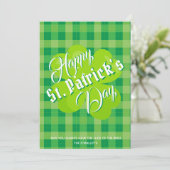 Carte Joyeuse Saint-Patrick Vert Tartan Trèfle Chanceux (Debout devant)