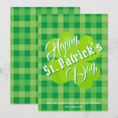 Carte Joyeuse Saint-Patrick Vert Tartan Trèfle Chanceux (Devant / Derrière)