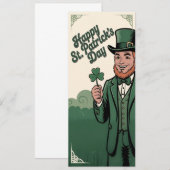 Carte Joyeuse Saint-Patrick Vintage Leprechaun (Devant / Derrière)