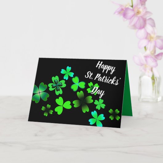 Carte Joyeuse Saint Patrick's Day, Green Lucky Clovers (Orchidée)