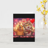Carte Joyeuse Saint-Valentin 2026 Art de fête de chat mi (Fleur jaune)