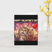 Carte Joyeuse Saint-Valentin 2026 Mignon Chat Capybara F (Fleur jaune)
