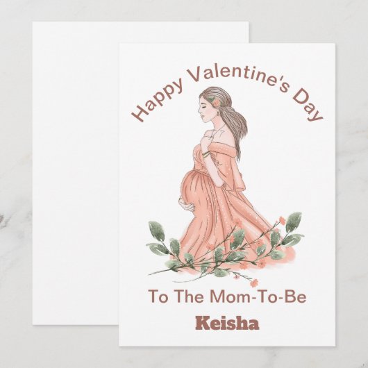 Carte Joyeuse Saint-Valentin À La Future Maman (Devant / Derrière)