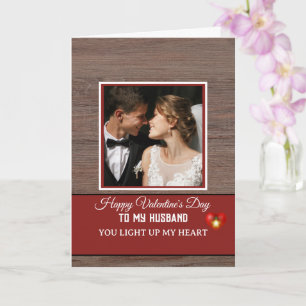 Carte Joyeuse Saint-Valentin à mon mari planche de bois