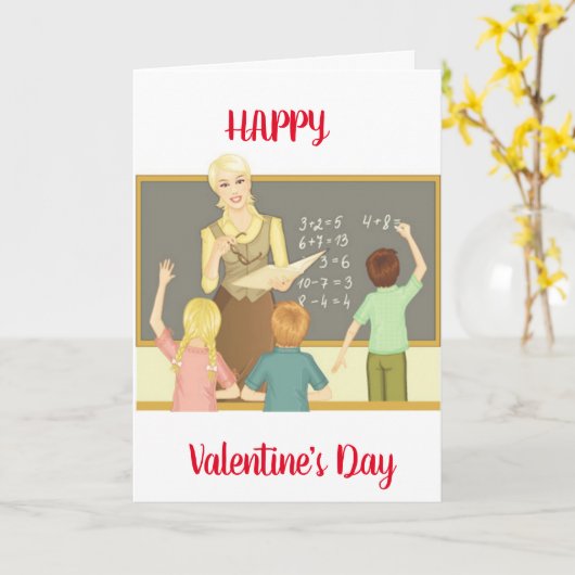 Carte **Joyeuse Saint-Valentin à mon professeur" (Fleur jaune)