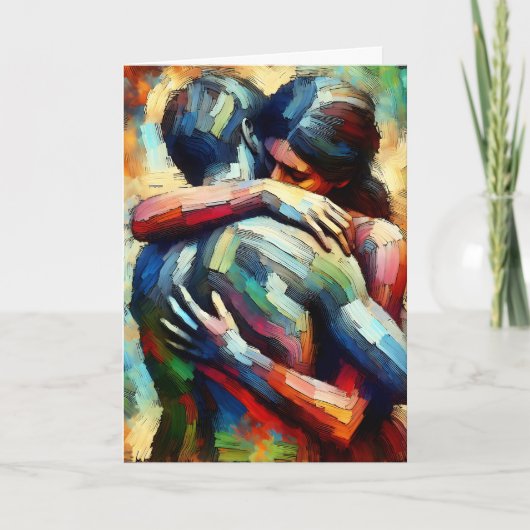 Carte Joyeuse Saint-Valentin | Amants s'étreignant  (Devant)