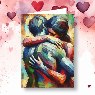 Carte Joyeuse Saint-Valentin Amants s'étreignant