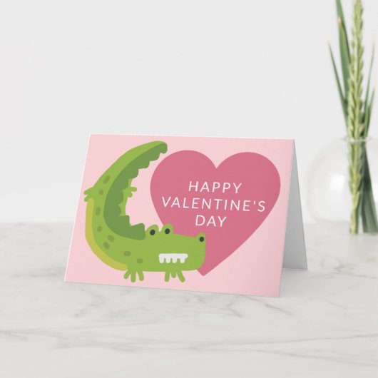 Carte Joyeuse Saint-Valentin | Amour d'alligator (Devant)