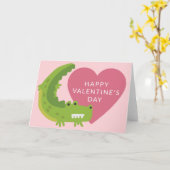 Carte Joyeuse Saint-Valentin | Amour de l'alligator (Fleur jaune)