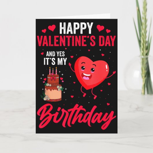 Carte Joyeuse Saint-Valentin & Oui C'est Mon Anniver (Devant)
