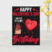 Carte Joyeuse Saint-Valentin & Oui C'est Mon Anniver (Fleur jaune)