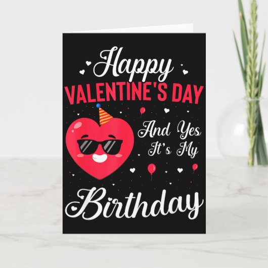 Carte Joyeuse Saint-Valentin & Oui C'est Mon Anniver (Devant)