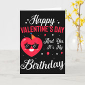 Carte Joyeuse Saint-Valentin & Oui C'est Mon Anniver (Fleur jaune)