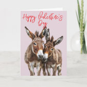 Carte Joyeuse Saint-Valentin Ânes Mignons Amour (Devant)