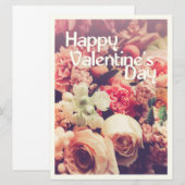 Carte Joyeuse Saint-Valentin avec bouquet de fleurs vint (Devant / Derrière)