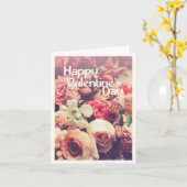 Carte Joyeuse Saint-Valentin avec bouquet de fleurs vint (Fleur jaune)