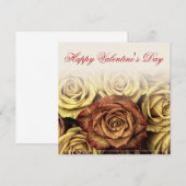 Carte Joyeuse Saint-Valentin avec bouquet de roses jaune (Devant / Derrière)