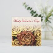 Carte Joyeuse Saint-Valentin avec bouquet de roses jaune (Debout devant)