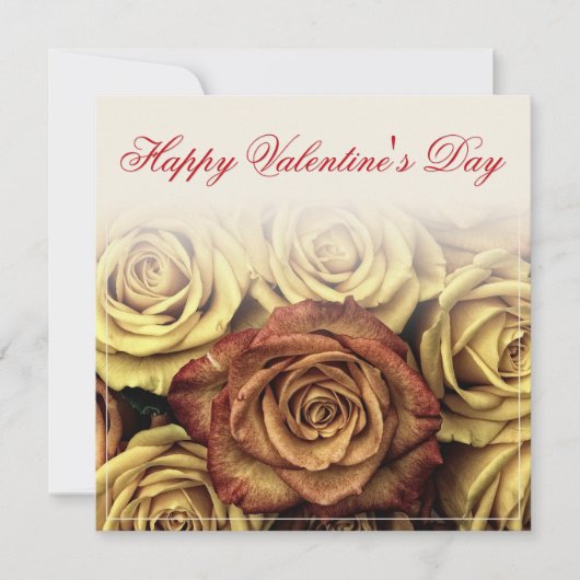 Carte Joyeuse Saint-Valentin avec bouquet de roses jaune (Devant)