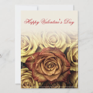 Carte Joyeuse Saint-Valentin avec bouquet de roses jaune