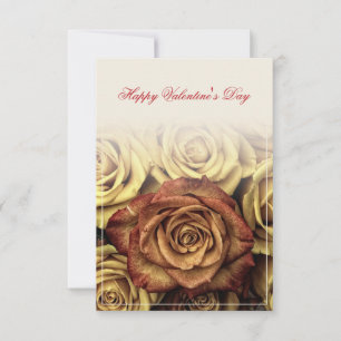 Carte Joyeuse Saint-Valentin avec bouquet de roses jaune