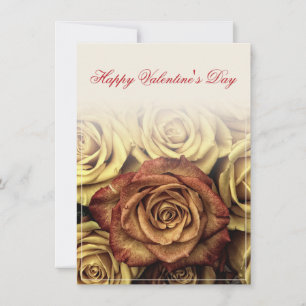 Carte Joyeuse Saint-Valentin avec bouquet de roses jaune