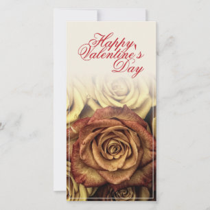 Carte Joyeuse Saint-Valentin avec bouquet de roses jaune