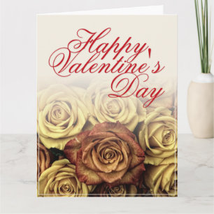 Carte Joyeuse Saint-Valentin avec bouquet de roses jaune